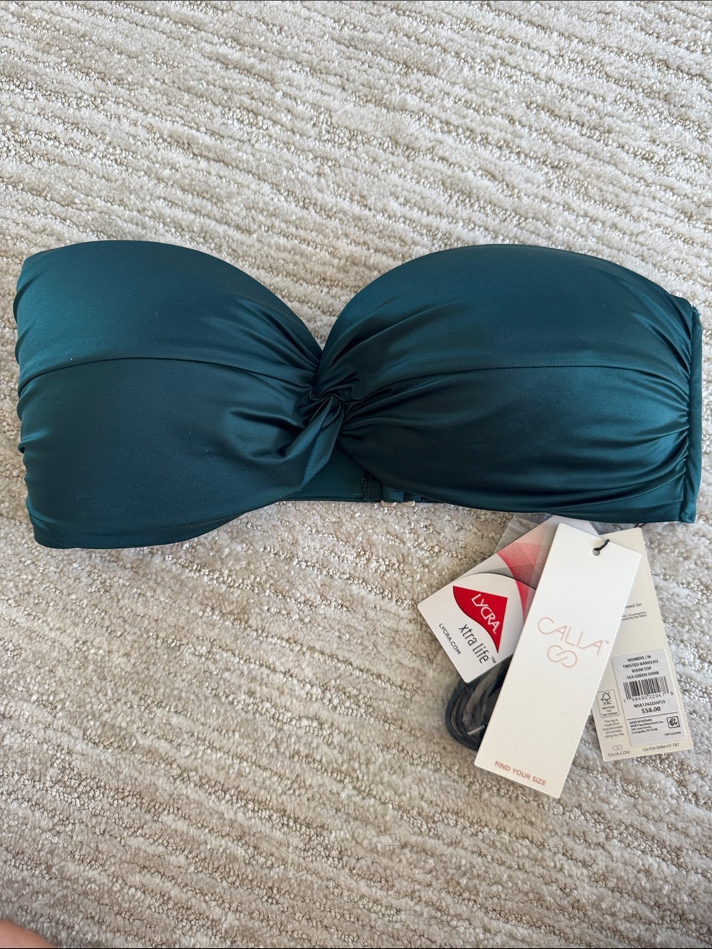 CALLA twisted Bandeau sea green Swim Top